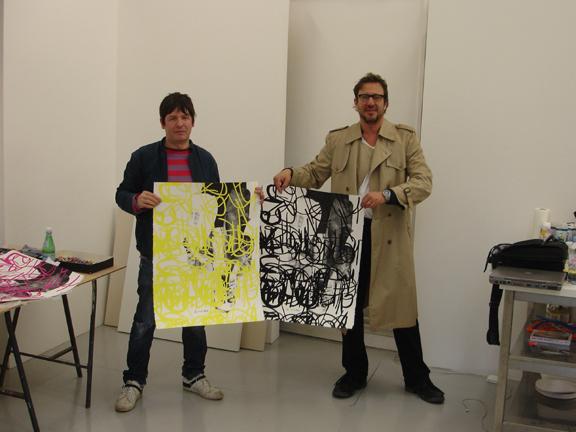 Jim and Richard with two prints from the YOU DRUNKEN ME edition